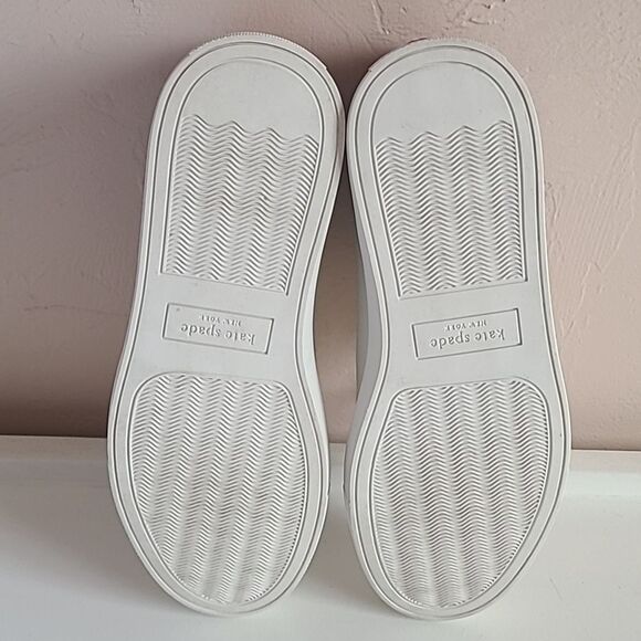 Kate Spade Optic White/Burgundy Fez Sneaker Size 7 EU 37.5 - Picture 9 of 15